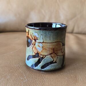 Signed Joyce Morgan Chelsea Pottery Cat Mug – Vtg Studio Ceramic, 3" Espresso